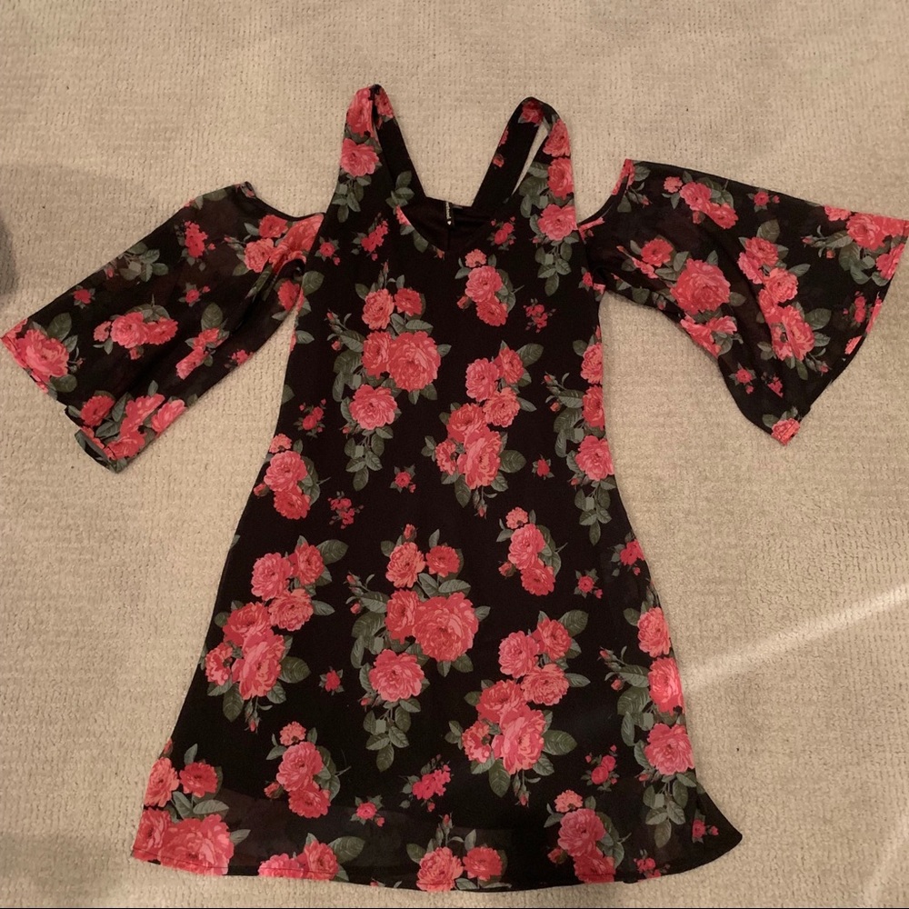 Cold shoulder floral dress